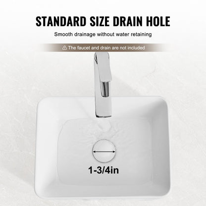 RS1237B - 16"x12" Modern White Ceramic Vessel Sink for Bathrooms