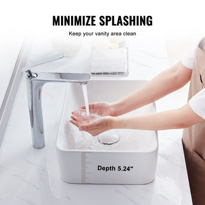 RS1237B - 16"x12" Modern White Ceramic Vessel Sink for Bathrooms