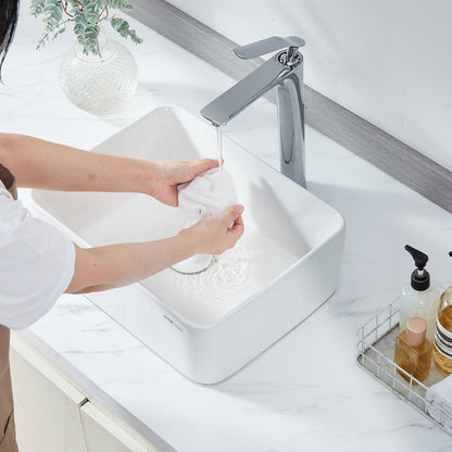 RS1237B - 16"x12" Modern White Ceramic Vessel Sink for Bathrooms