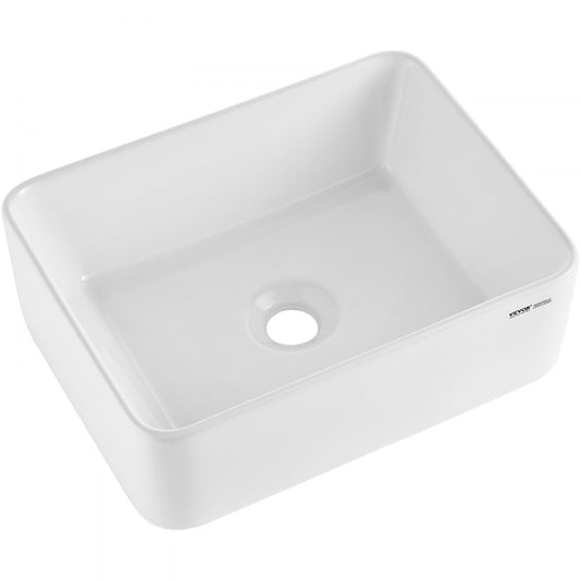 RS1237B - 16"x12" Modern White Ceramic Vessel Sink for Bathrooms