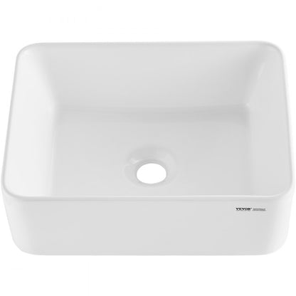 RS1237B - 16"x12" Modern White Ceramic Vessel Sink for Bathrooms