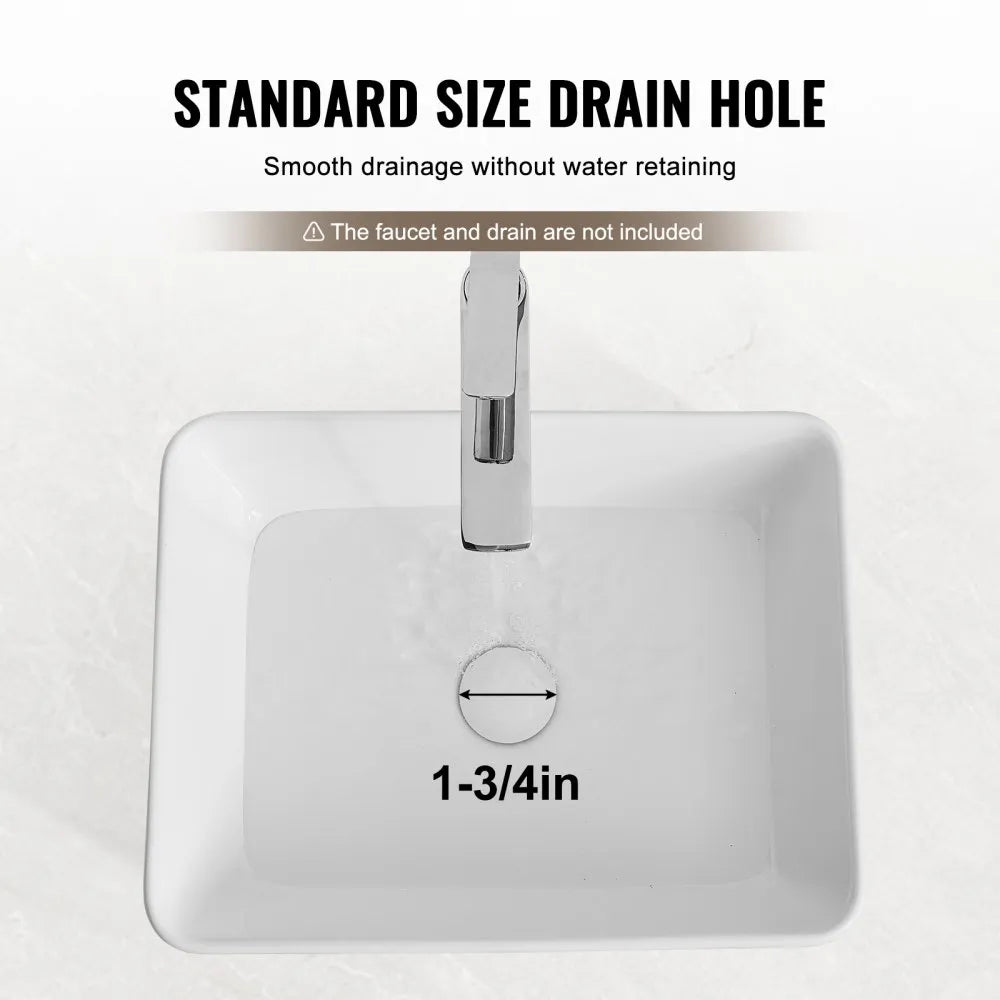 RS1237 - 19"x14.7" White Ceramic Vessel Sink for Modern Bathrooms