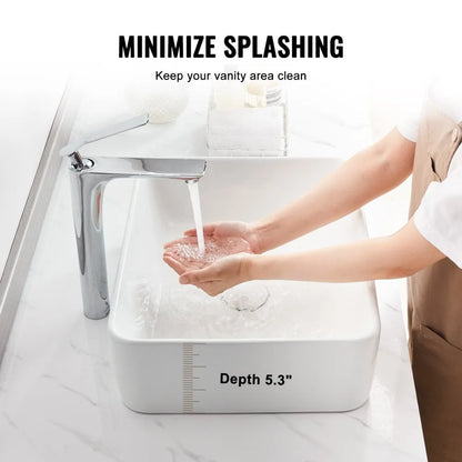RS1237 - 19"x14.7" White Ceramic Vessel Sink for Modern Bathrooms