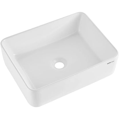 RS1237 - 19"x14.7" White Ceramic Vessel Sink for Modern Bathrooms