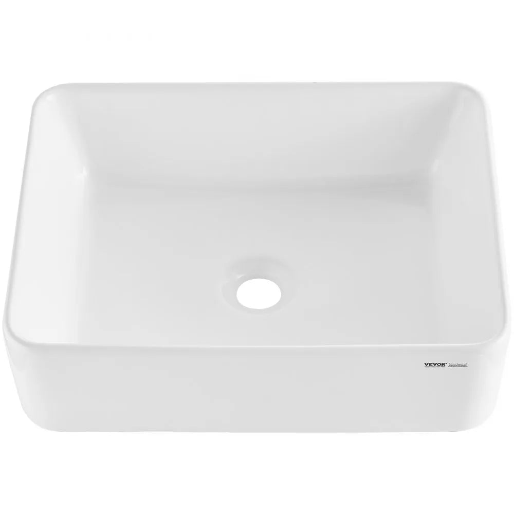 RS1237 - 19"x14.7" White Ceramic Vessel Sink for Modern Bathrooms