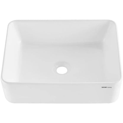 RS1237 - 19"x14.7" White Ceramic Vessel Sink for Modern Bathrooms