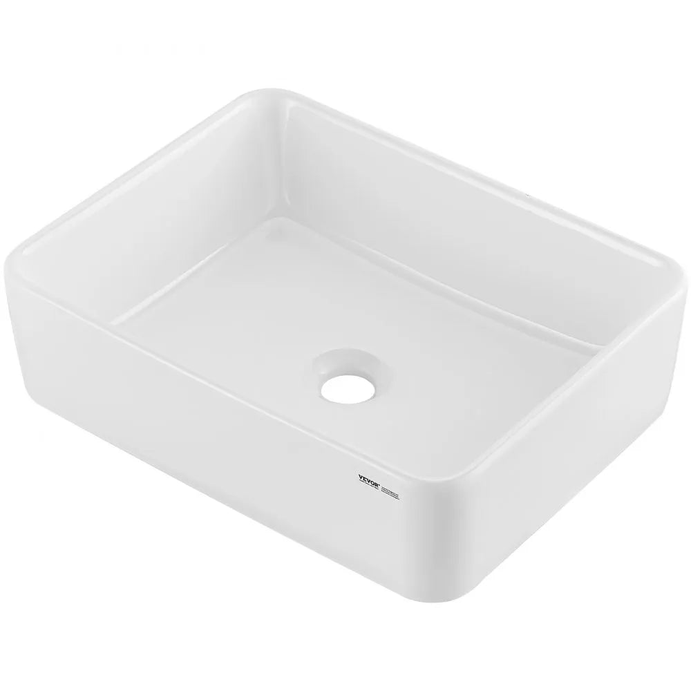 RS1237 - 19"x14.7" White Ceramic Vessel Sink for Modern Bathrooms