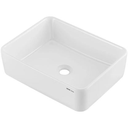 RS1237 - 19"x14.7" White Ceramic Vessel Sink for Modern Bathrooms