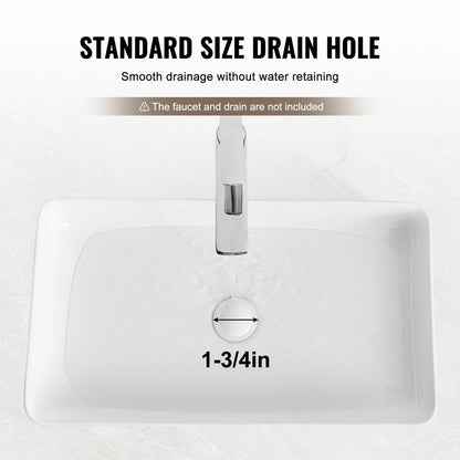 RS1061B - 24"x13.8" White Ceramic Vessel Sink for Modern Bathrooms