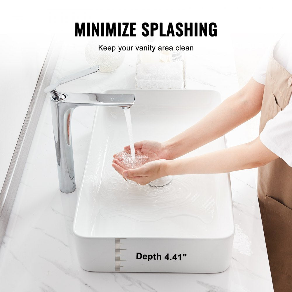 RS1061B - 24"x13.8" White Ceramic Vessel Sink for Modern Bathrooms
