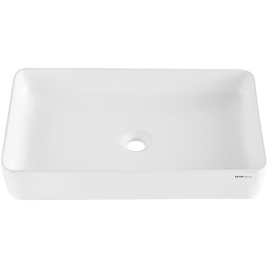 RS1061B - 24"x13.8" White Ceramic Vessel Sink for Modern Bathrooms