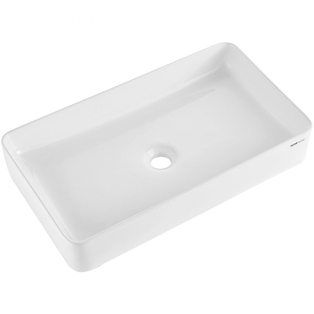 RS1061B - 24"x13.8" White Ceramic Vessel Sink for Modern Bathrooms