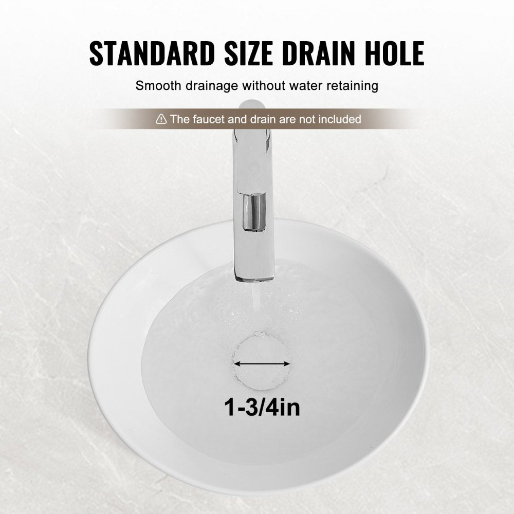 RS1011 - 16"x13.4" White Ceramic Vessel Sink for Modern Bathrooms