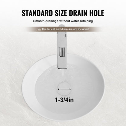 RS1011 - 16"x13.4" White Ceramic Vessel Sink for Modern Bathrooms