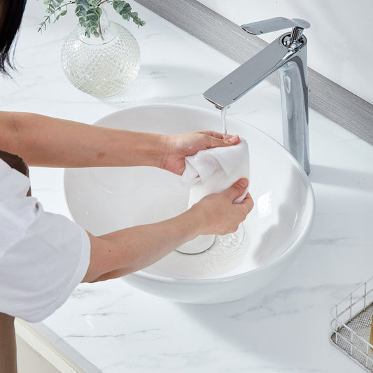 RS1011 - 16"x13.4" White Ceramic Vessel Sink for Modern Bathrooms