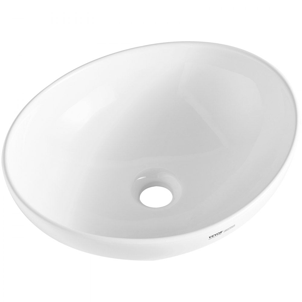 RS1011 - 16"x13.4" White Ceramic Vessel Sink for Modern Bathrooms