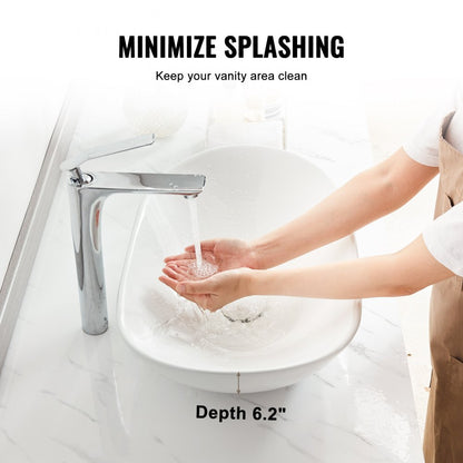 RS1196 - Modern 23.3" Ceramic Vessel Sink with Deep Design and Easy Drainage