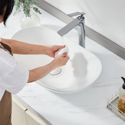 RS1196 - Modern 23.3" Ceramic Vessel Sink with Deep Design and Easy Drainage