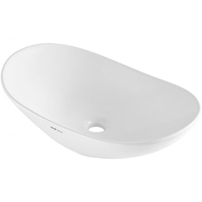RS1196 - Modern 23.3" Ceramic Vessel Sink with Deep Design and Easy Drainage
