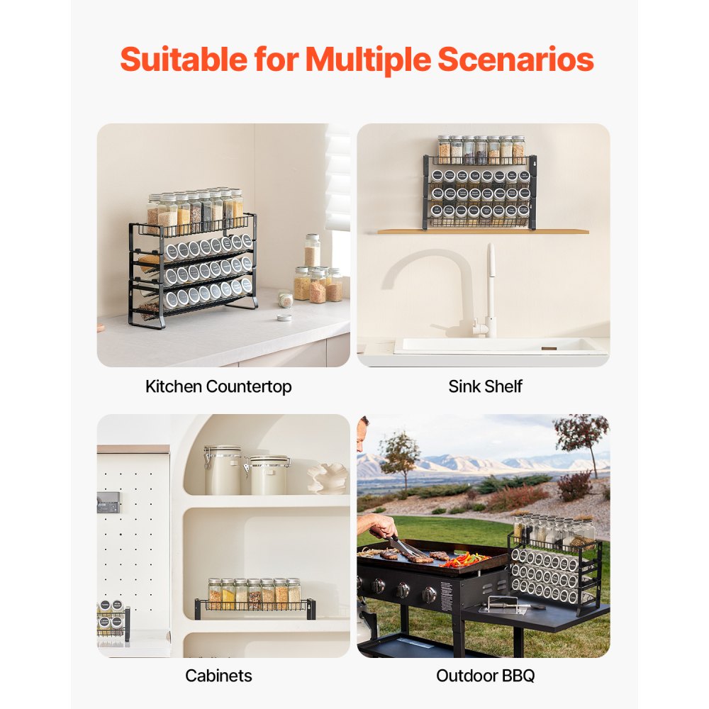 LX-P9372 - 2-Tier Stackable Spice Rack Organizer for Kitchen Storage