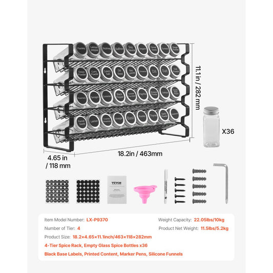 LX-P9370 - Multi-Layer Spice Rack, 23x16 in, Wall-Mount & Countertop Option
