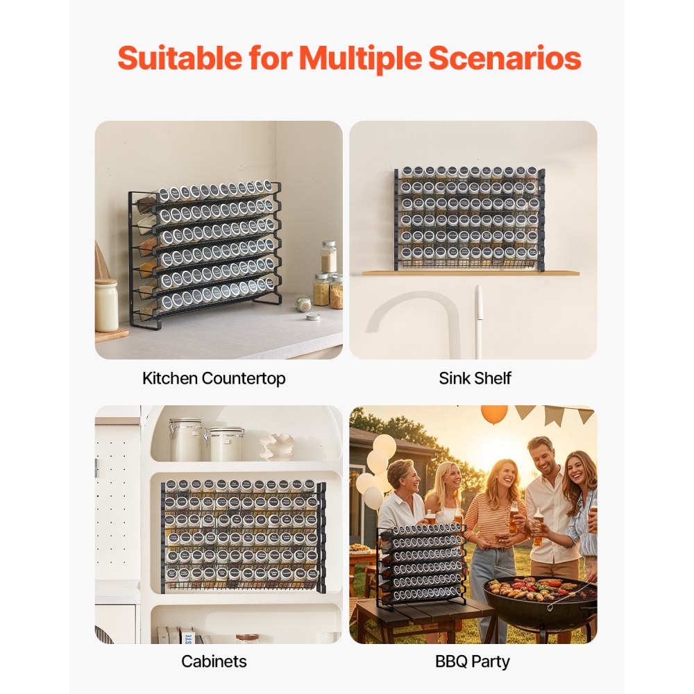 LX-P9371 - Space-Saving Multi-Layer Spice Rack, Wall-Mounted or Countertop