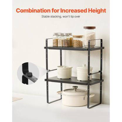 LX-P9373 - Adjustable 2-Tier Steel Spice Rack for Organized Kitchen Storage