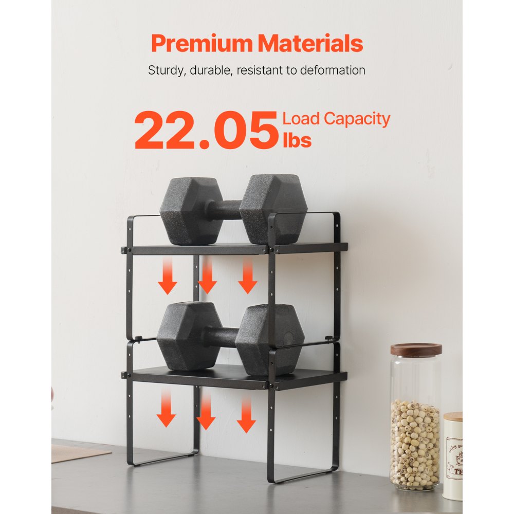 LX-P9373 - Adjustable 2-Tier Steel Spice Rack for Organized Kitchen Storage