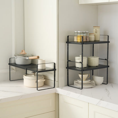 LX-P9373 - Adjustable 2-Tier Steel Spice Rack for Organized Kitchen Storage