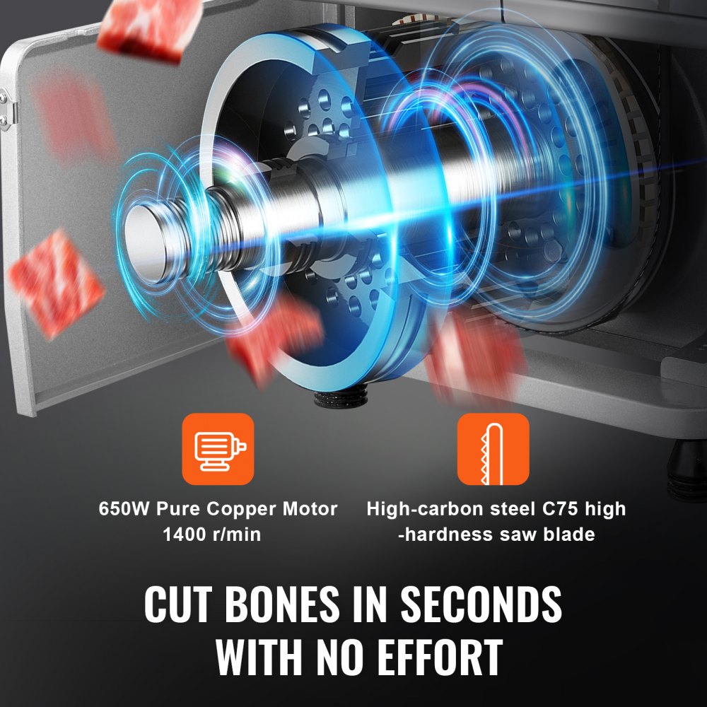 BS-130 - Heavy-Duty Stainless Steel Bone Saw Machine with 4.33" Cutting Thickness