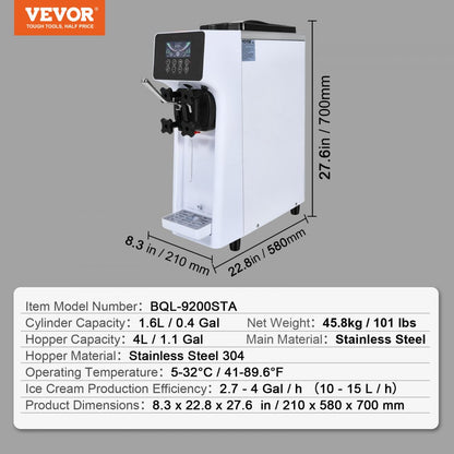 BQL-9200STA - 10.6QT/hr VEVOR Ice Cream Maker with Rapid Cooling & LCD Control