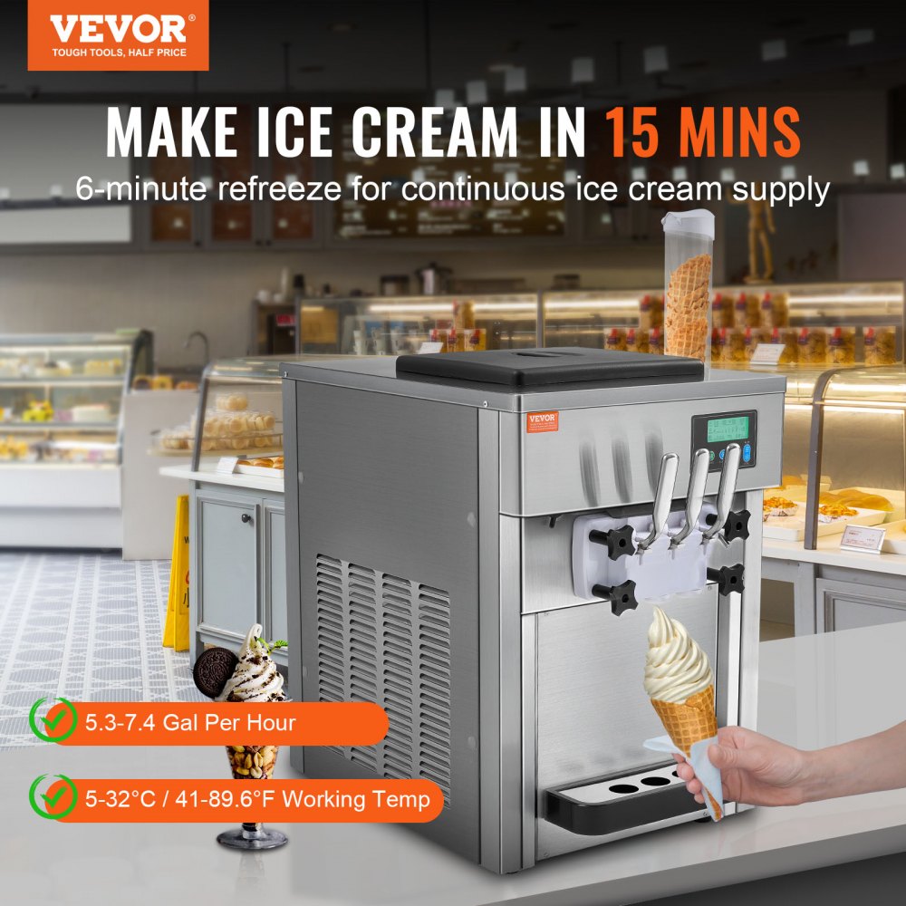 BQL-7220T - High-Capacity Ice Cream Maker, 20L/hr, Dual 4L Hoppers
