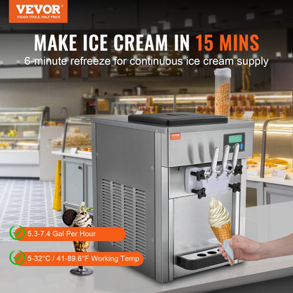 BQL-7220T - High-Capacity Ice Cream Maker, 20L/hr, Dual 4L Hoppers