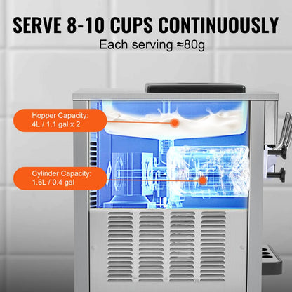 BQL-7220T - High-Capacity Ice Cream Maker, 20L/hr, Dual 4L Hoppers