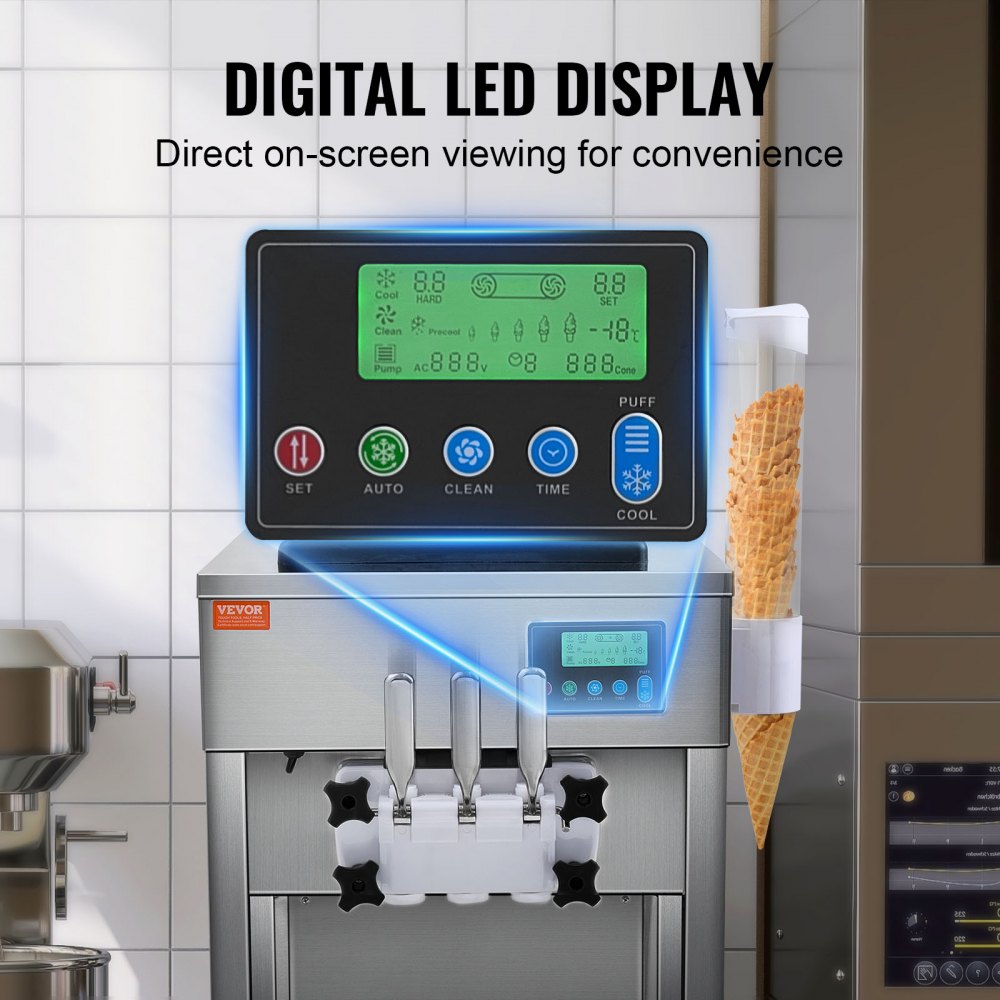 BQL-7220T - High-Capacity Ice Cream Maker, 20L/hr, Dual 4L Hoppers