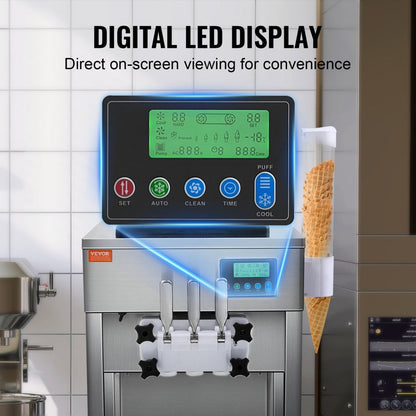BQL-7220T - High-Capacity Ice Cream Maker, 20L/hr, Dual 4L Hoppers