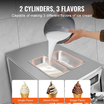 D520S - 28L/H 3-Flavor VEVOR Soft Serve Ice Cream Maker for Commercial Use