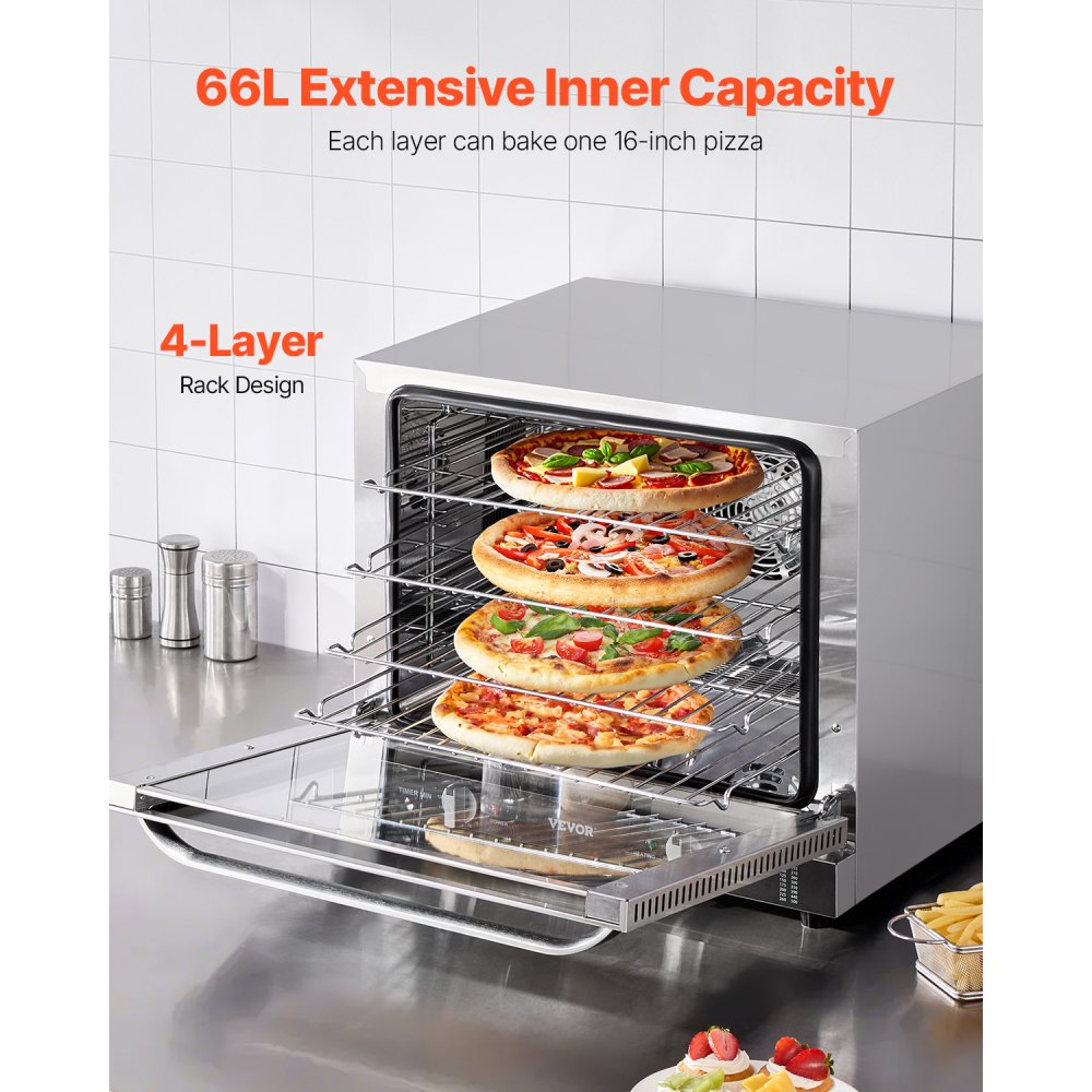 FD-66B - 66L Commercial Toaster Oven, 2800W, Adjustable Timer & Temp