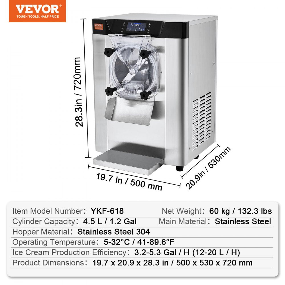 YKF-618 - 12L/H VEVOR Ice Cream Maker for Commercial Use