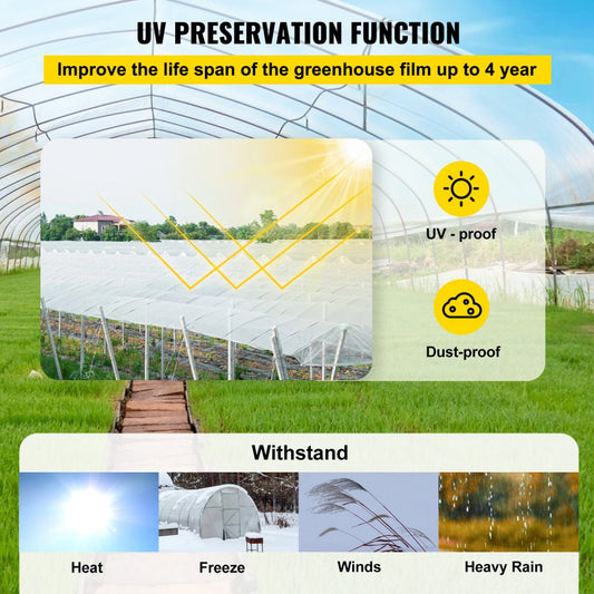 VV-GHF-24100 - 24' x 100' Premium Greenhouse Film with UV Protection