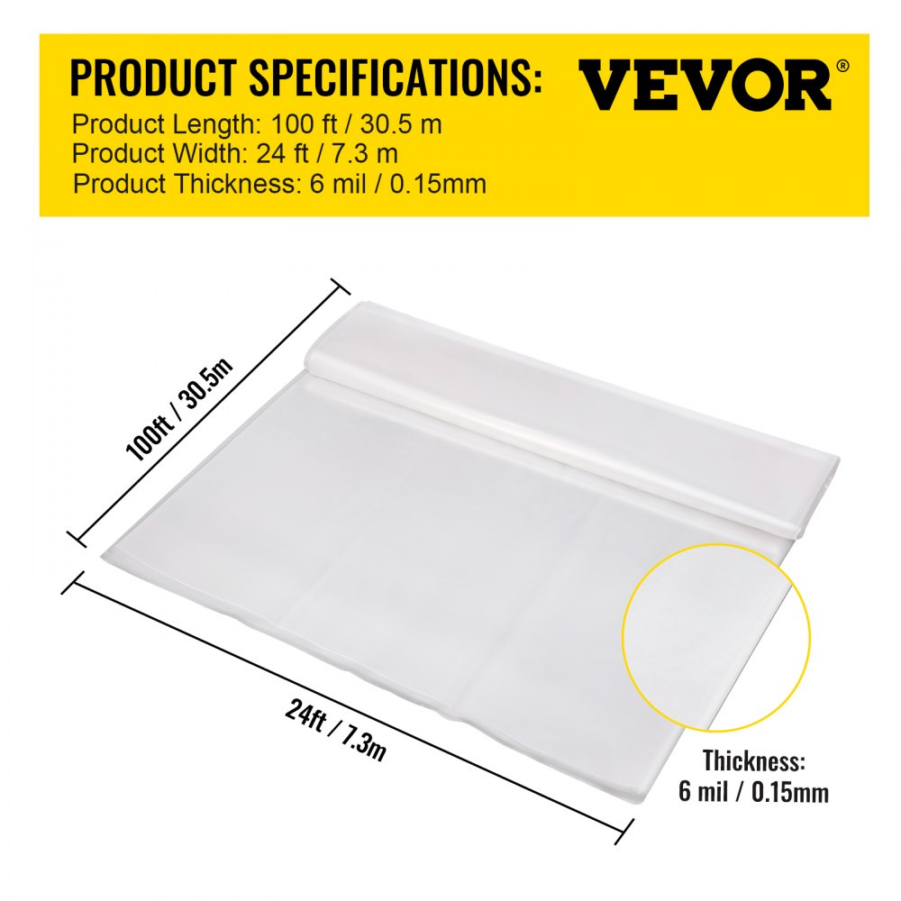 VV-GHF-24100 - 24' x 100' Premium Greenhouse Film with UV Protection