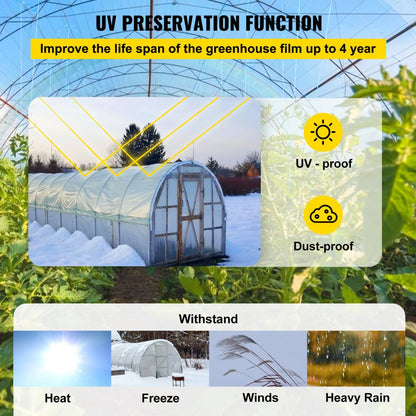 VV-GHF-12100 - 12' x 100' UV Protected Greenhouse Film for Optimal Growth