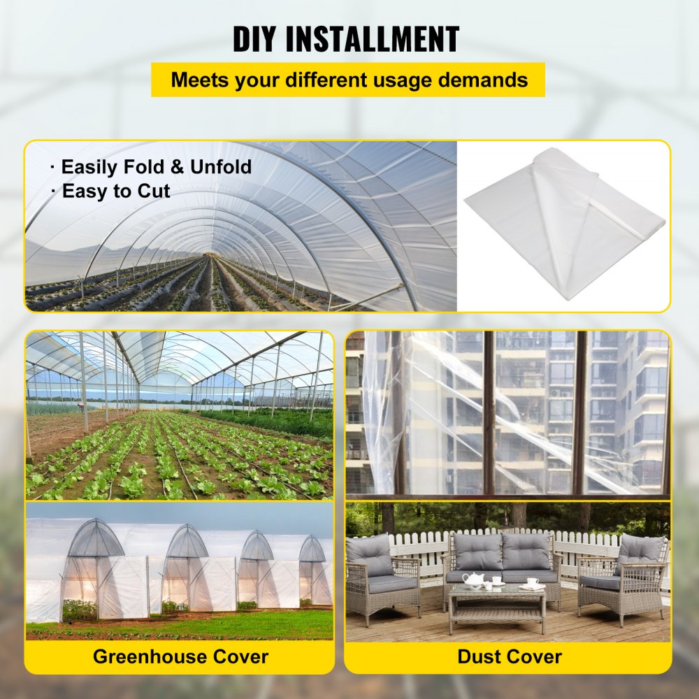 VV-GHF-12100 - 12' x 100' UV Protected Greenhouse Film for Optimal Growth