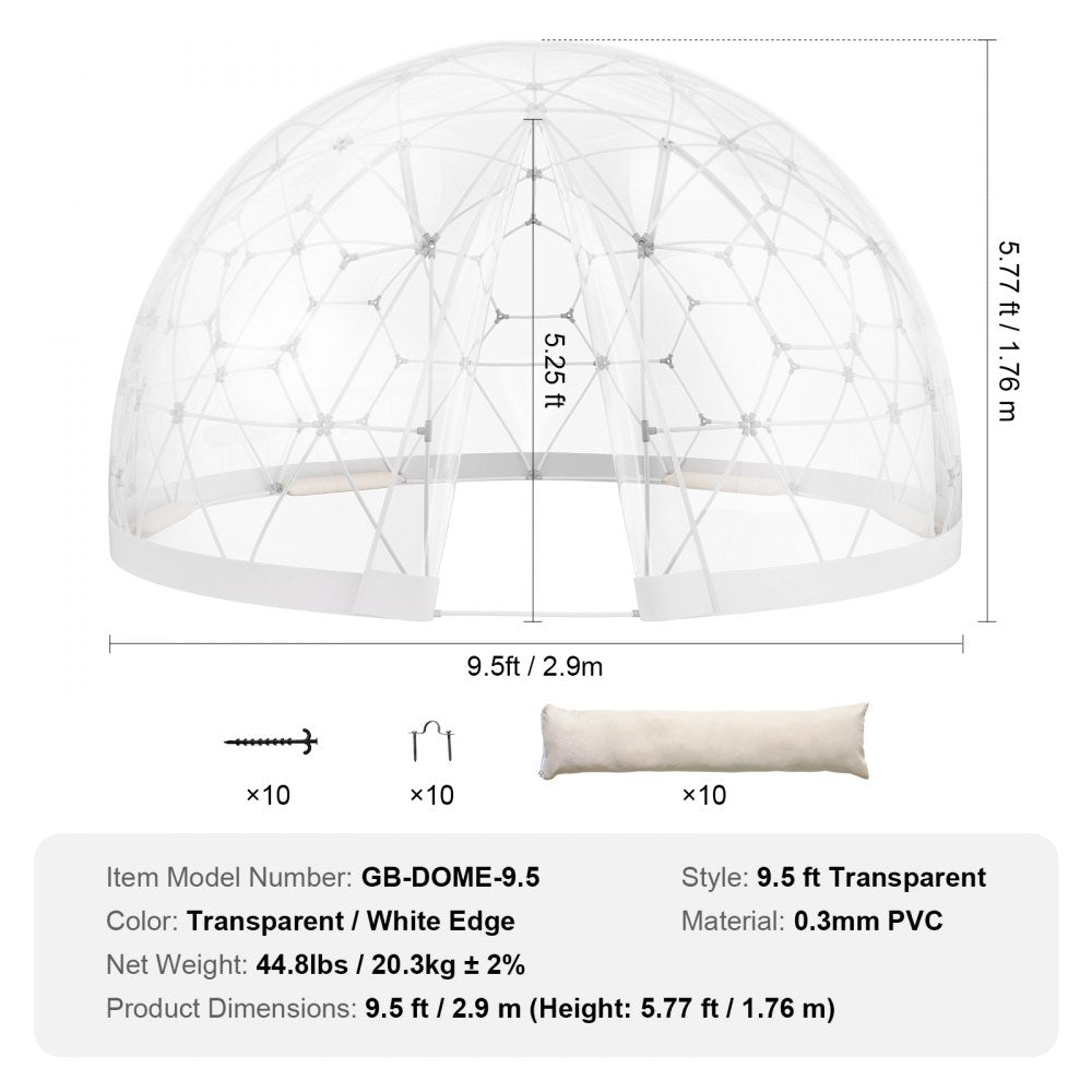 GB-DOME-9.5 - Spacious PVC Bubble Tent with Ventilation Windows and 360° Views