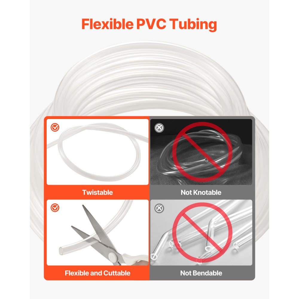 TSC1013050-C - 50FT Flexible Clear PVC Tubing, 3/8" x 1/2", Durable
