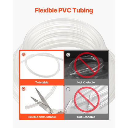 TSC1013050-C - 50FT Flexible Clear PVC Tubing, 3/8" x 1/2", Durable
