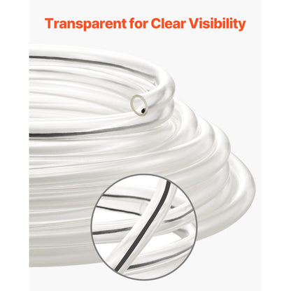 TSC1013050-C - 50FT Flexible Clear PVC Tubing, 3/8" x 1/2", Durable