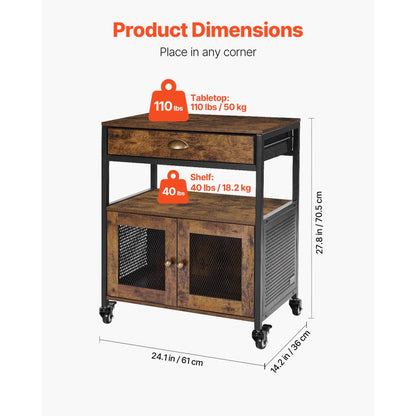 SS-501 - Rustic 24" Coffee Bar Cabinet with Wheels and Storage Solutions