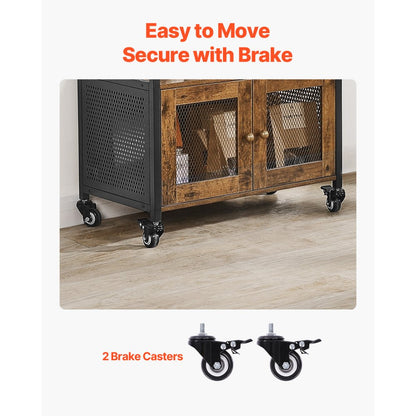 SS-501 - Rustic 24" Coffee Bar Cabinet with Wheels and Storage Solutions