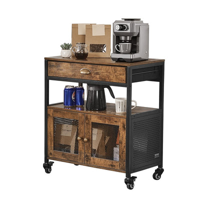 SS-501 - Rustic 24" Coffee Bar Cabinet with Wheels and Storage Solutions